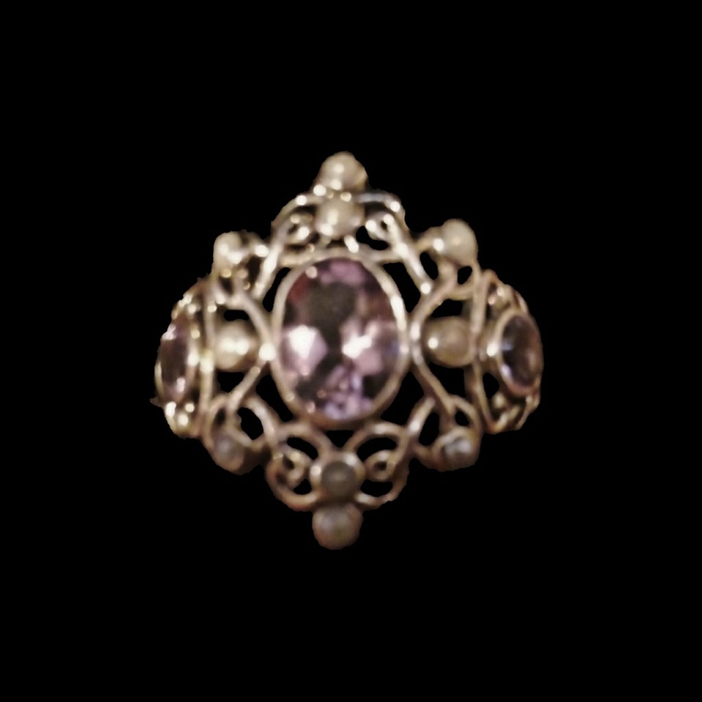 Vintage Amethyst and Pearl Ring